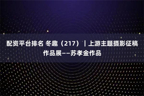 配资平台排名 冬趣（217）｜上游主题摄影征稿作品展——苏孝金作品